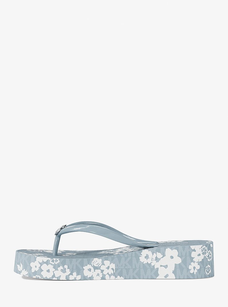 Bedford Printed Signature Logo Flip Flop in PALE OCEAN | Michael Kors