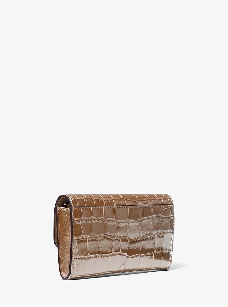 Tribeca Crocodile Embossed Leather Convertible Crossbody Bag in DRIFTWOOD | Michael Kors