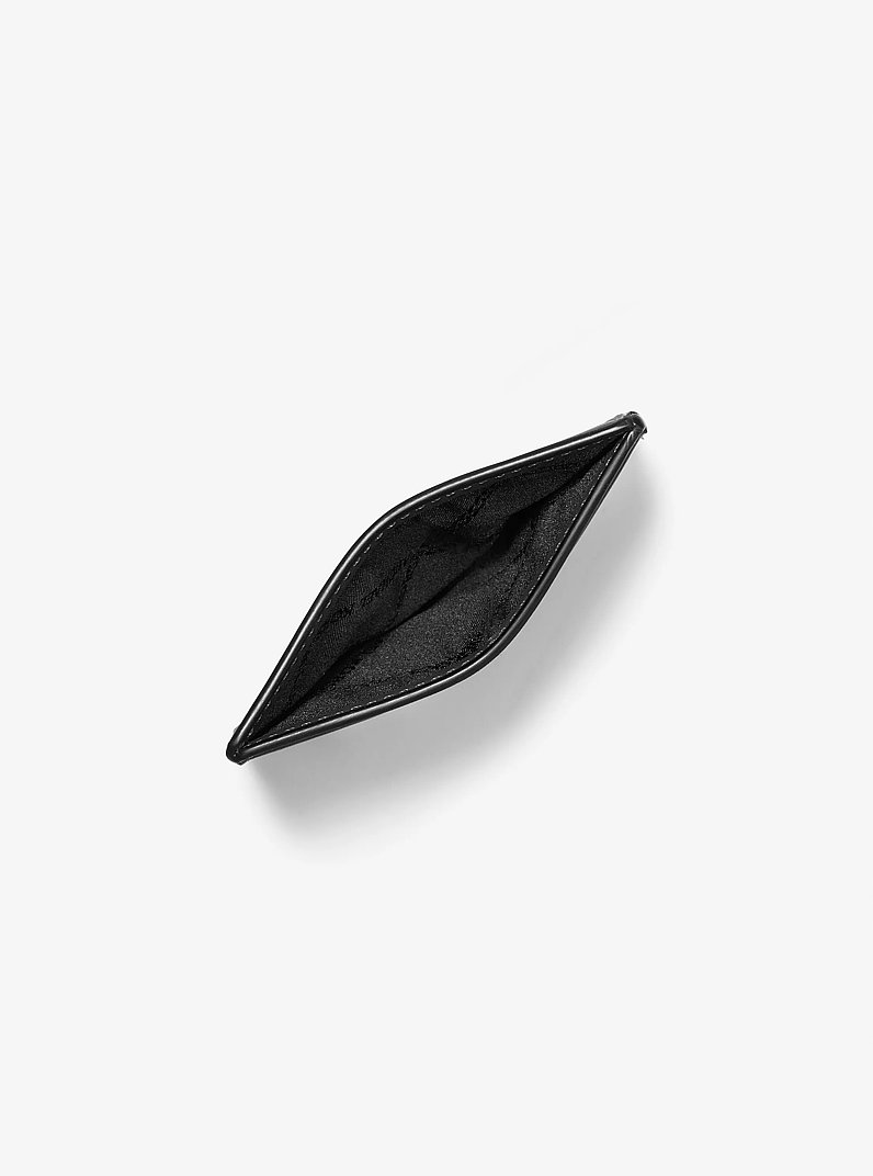 Hudson Embossed Pebbled Leather Tall Card Case in BLACK | Michael Kors
