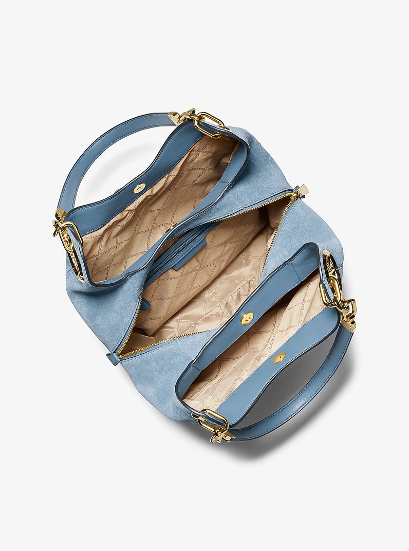 Borsa a spalla Lillie grande in pelle scamosciata in CHAMBRAY | Michael Kors