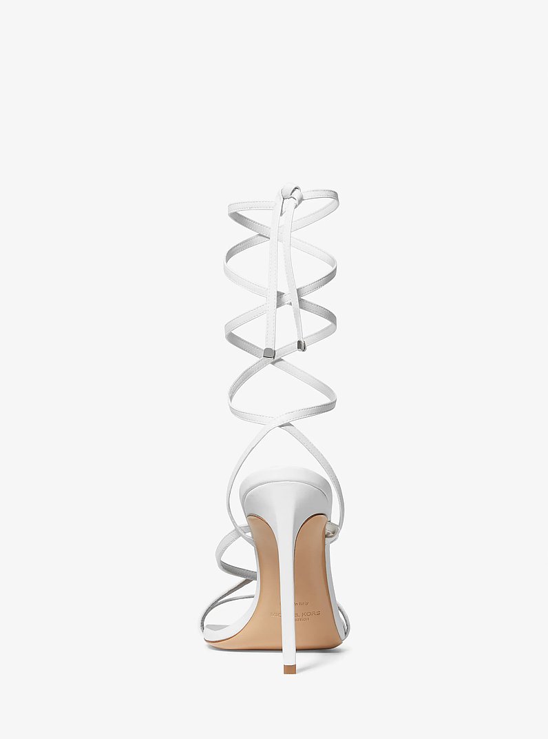 Dahlia Leather Lace-Up Sandal in OPTIC WHITE | Michael Kors