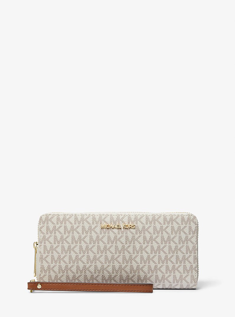 Bolso de pulsera continental Jet Set Travel grande con logotipo in VAINILLA | Michael Kors