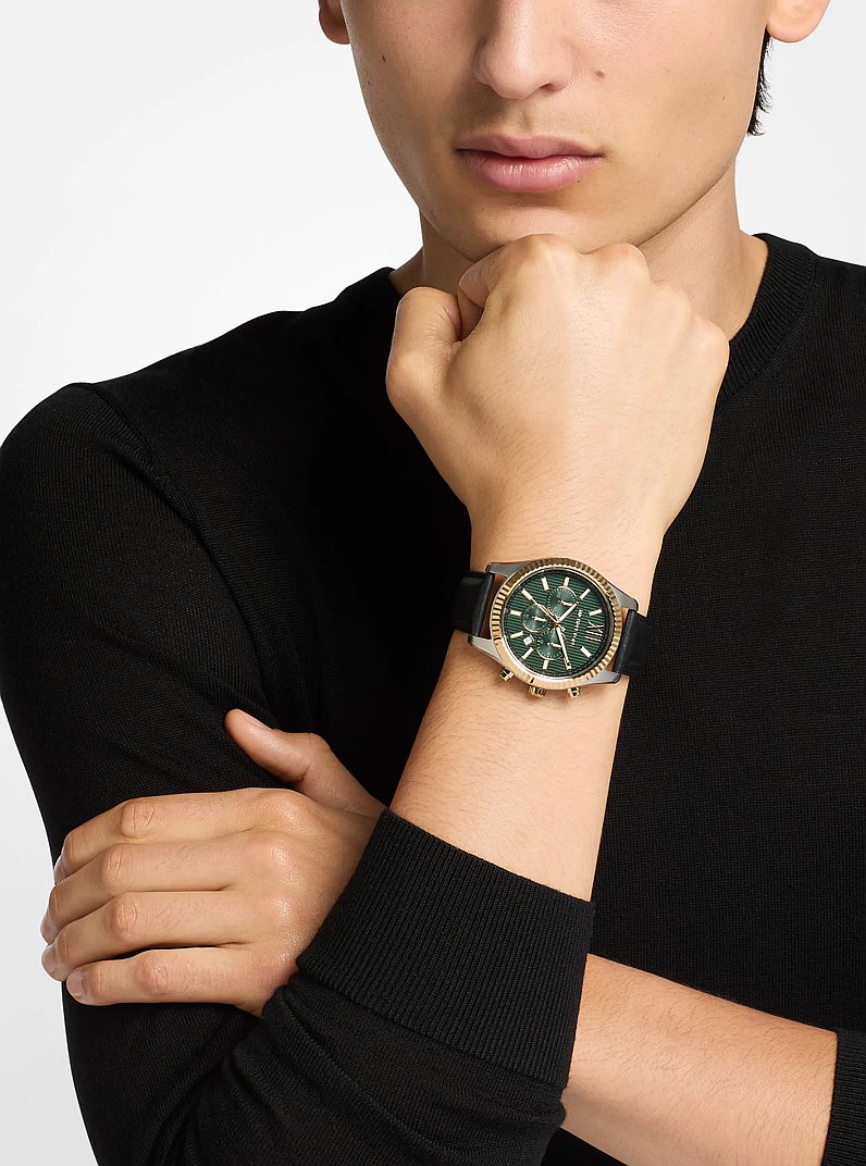 Reloj Lexington oversize de piel en dos tonos in NEGRO | Michael Kors