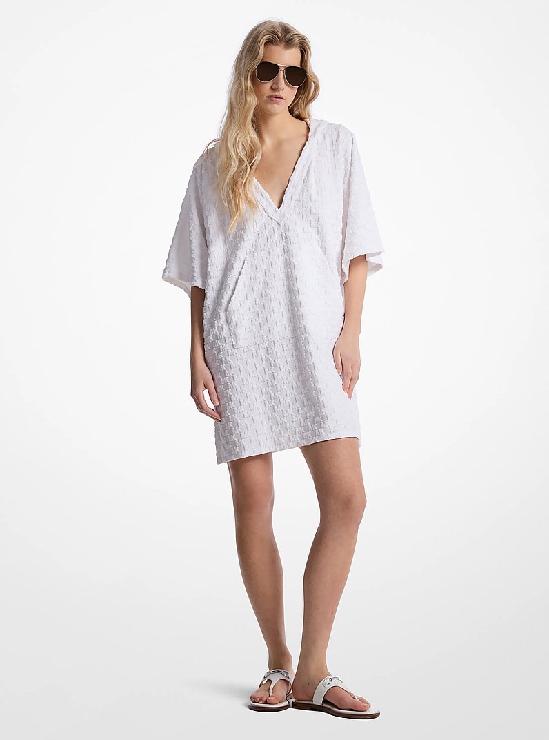 Logo Embossed Cotton Terry Coverup in WHITE | Michael Kors