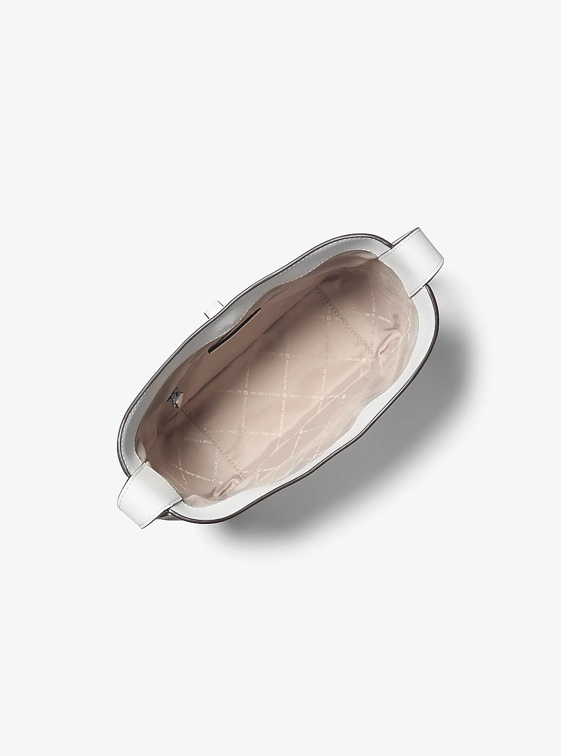 Lyra Small Leather Shoulder Bag in OPTIC WHITE | Michael Kors