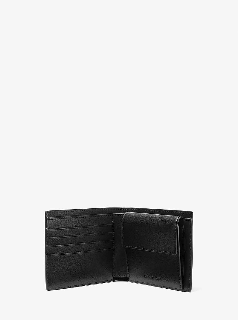 Hudson Leopard Logo Billfold Wallet in Black Aluminum | Michael Kors