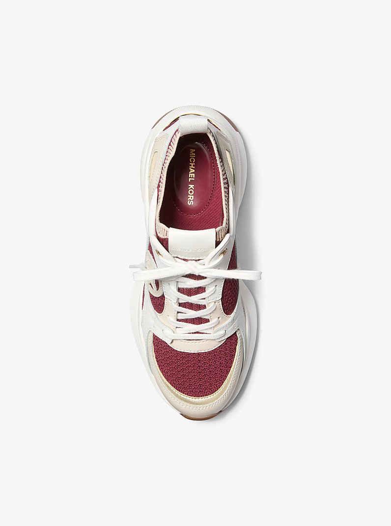 Zuma Color-Block Leather and Knit Trainer in MULBERRY | Michael Kors