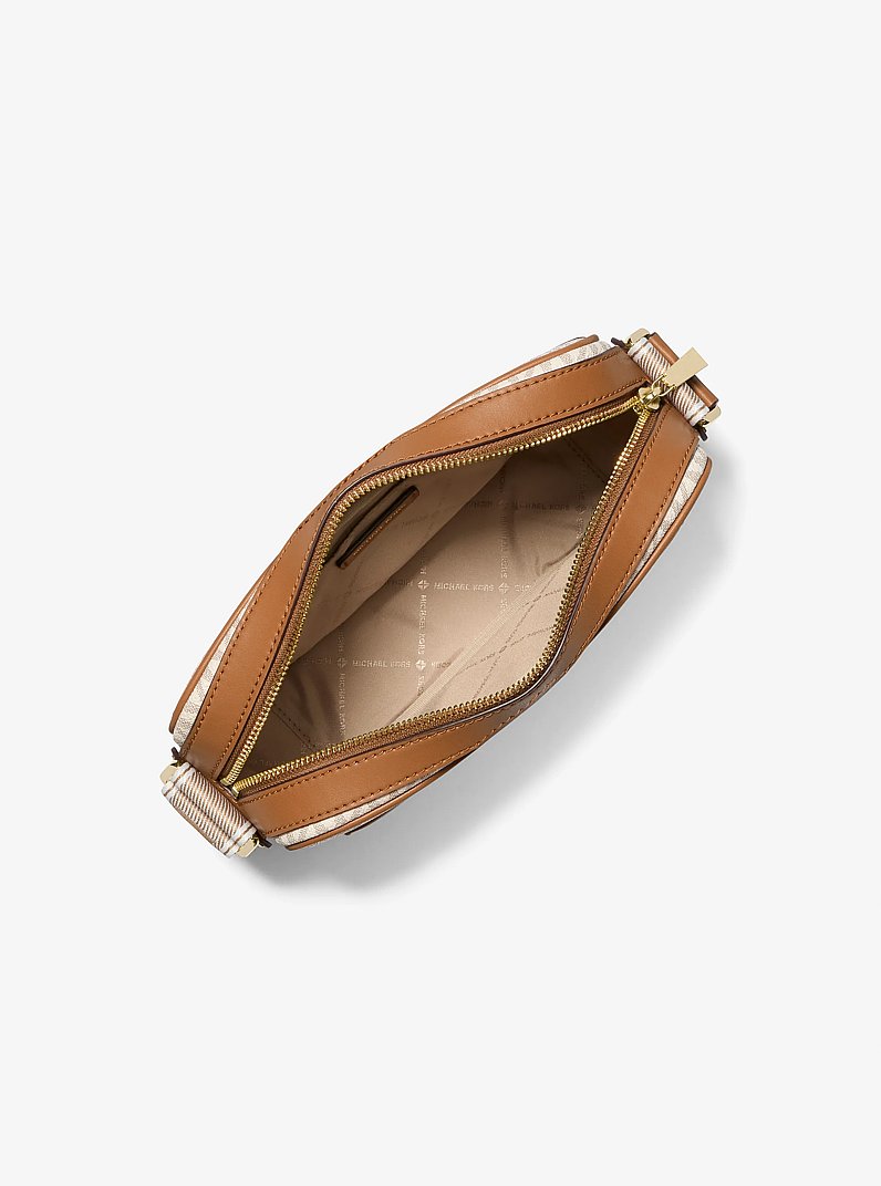 Maeve Large Signature Logo Crossbody Bag in VANILLA/ACORN | Michael Kors