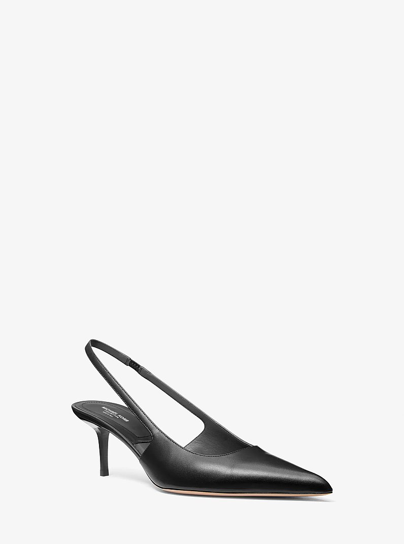 Slingbackpump Emma van leer in ZWART | Michael Kors