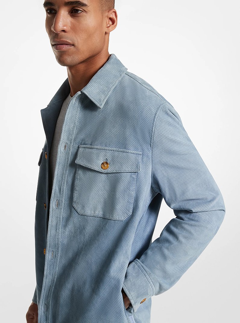 Suede Shirt Jacket in CHAMBRAY | Michael Kors
