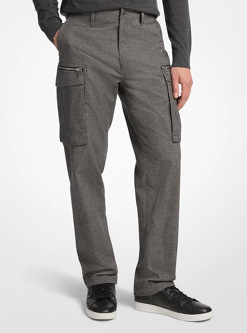 Pantaloni cargo in cotone pied-de-poule con zip in CENERE | Michael Kors