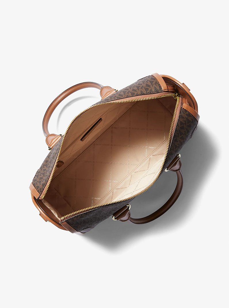 Carine Large Logo Satchel in BROWN | Michael Kors