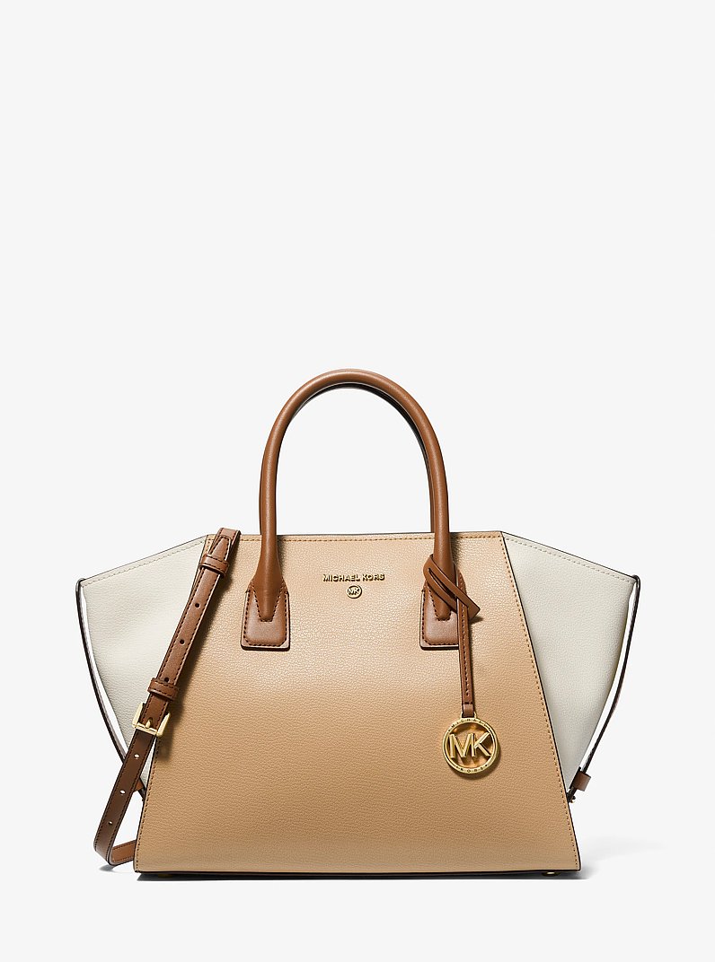 美品MC L – It Shall Be Avril Large Color-Block Pebbled Leather Top-Zip Satchel | Michael
