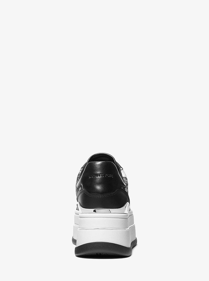 Hayes Leopard Logo and Leather Platform Sneaker in BLACK COMBO | Michael Kors
