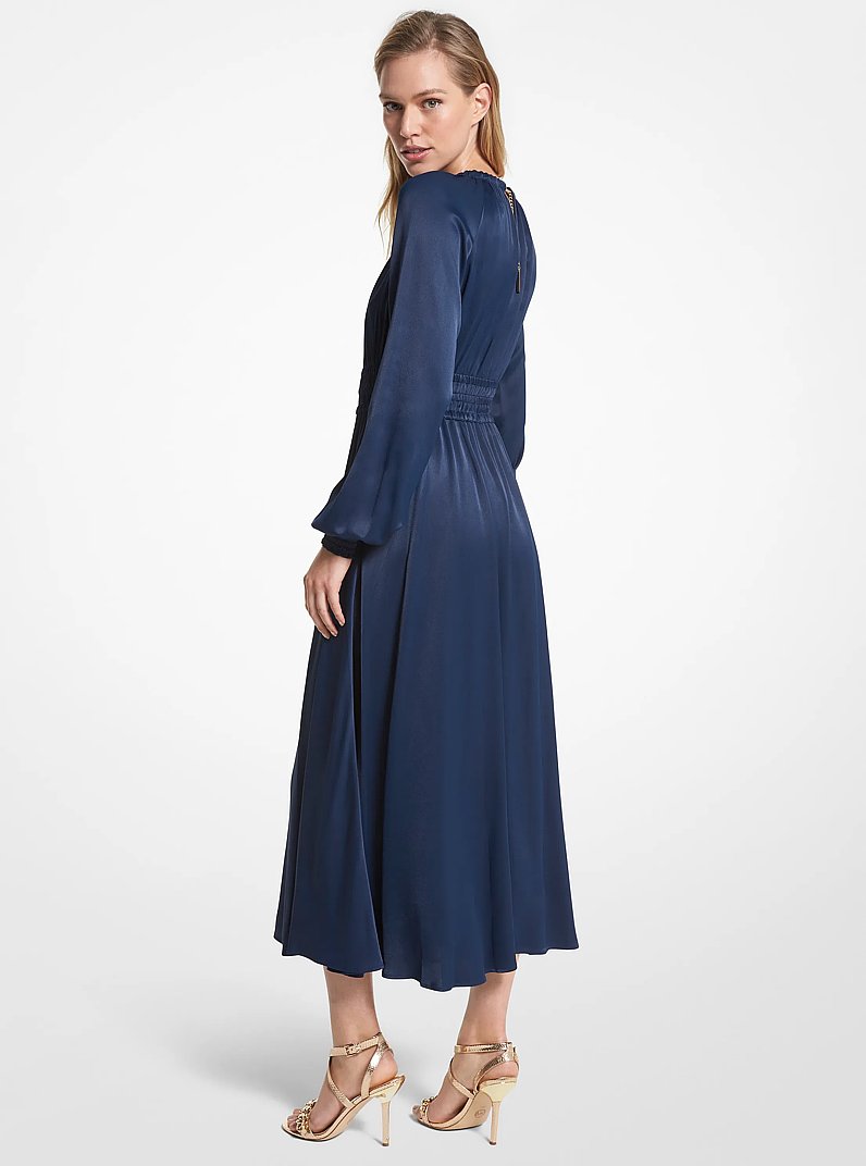 Charmeuse Cutout Midi Dress in MIDNIGHTBLUE | Michael Kors