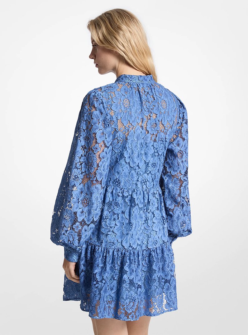 Mini-robe &agrave; dentelle forale en coton m&eacute;lang&eacute; &agrave; plusieurs niveaux