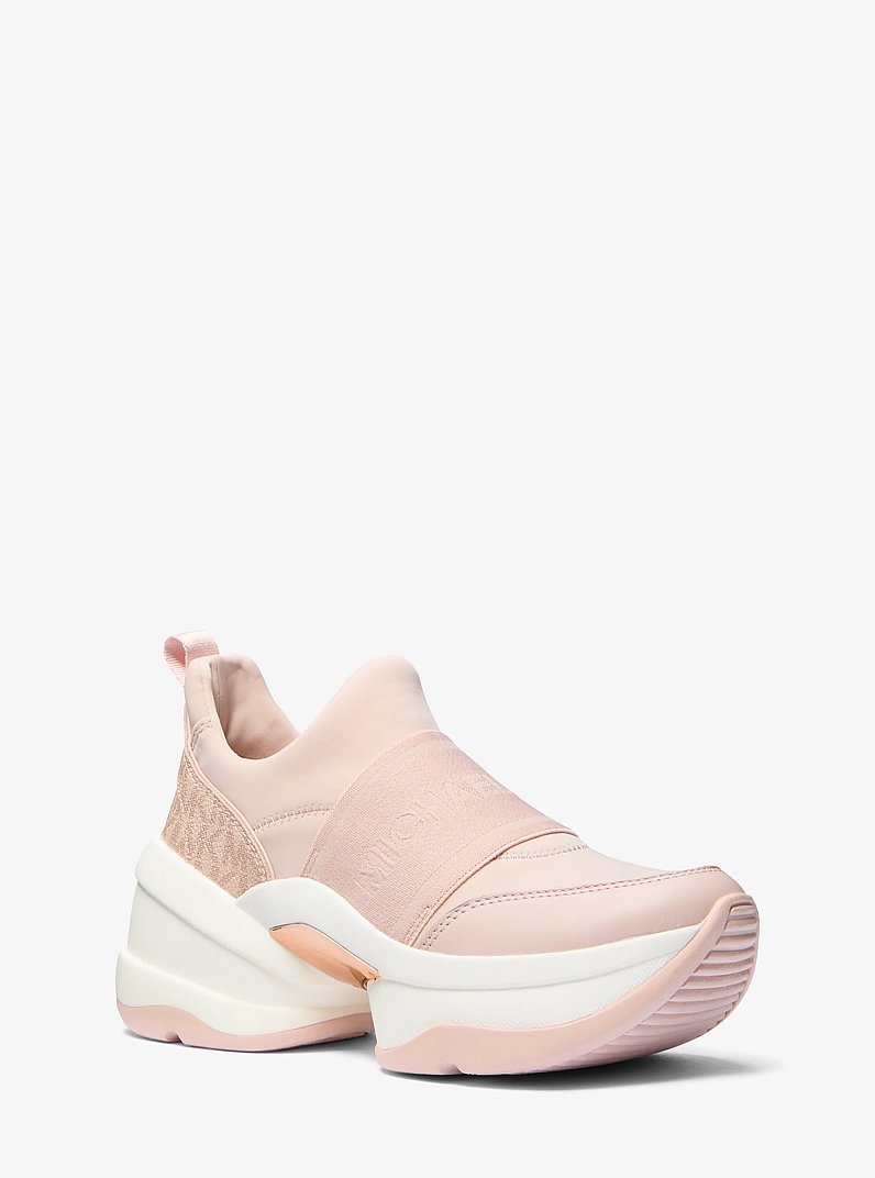 Olympia Nylon Blend and Signature Logo Slip-On Trainer in SOFT PINK | Michael Kors