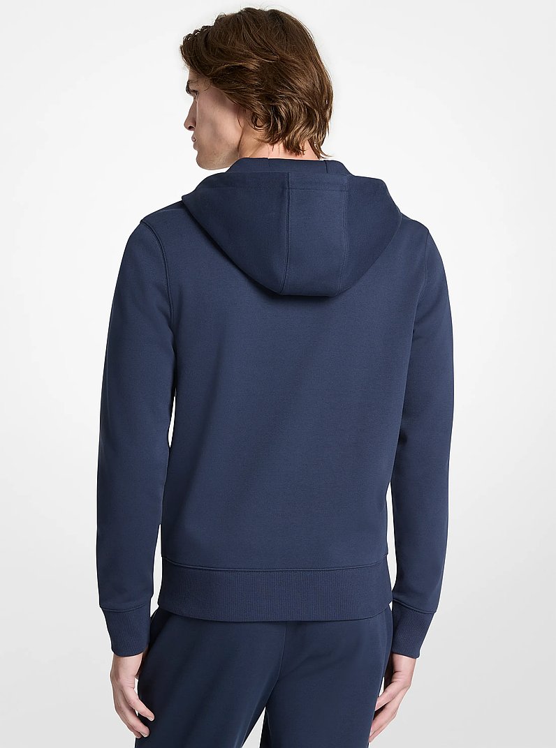 Hoodie en m&eacute;lange de coton &agrave; fermeture &eacute;clair et &agrave; logo in MINUIT | Michael Kors