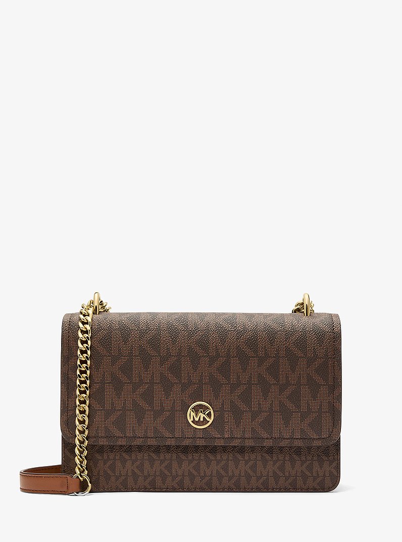 Abbott Medium Signature Logo Shoulder Bag in BROWN/LUGGAGE | Michael Kors