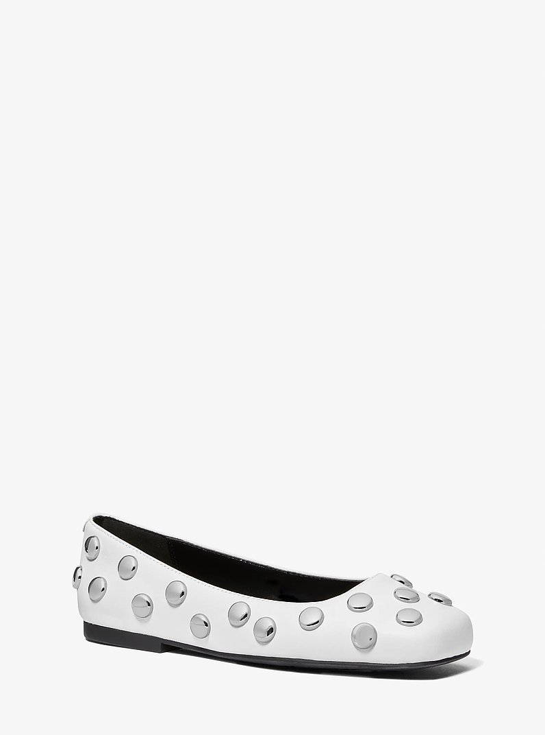 Matilda Studded Leather Ballet Flat in OPTIC WHITE | Michael Kors