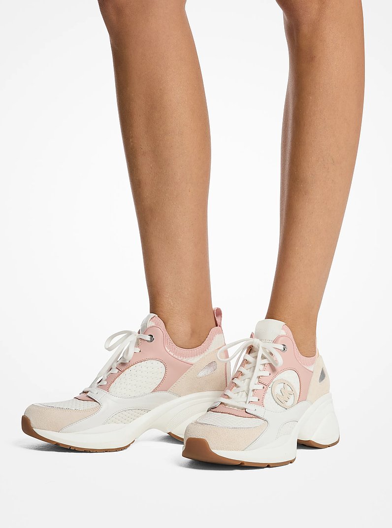 Zuma Color-Block Leather and Mesh Trainer in SMOKEY ROSE | Michael Kors