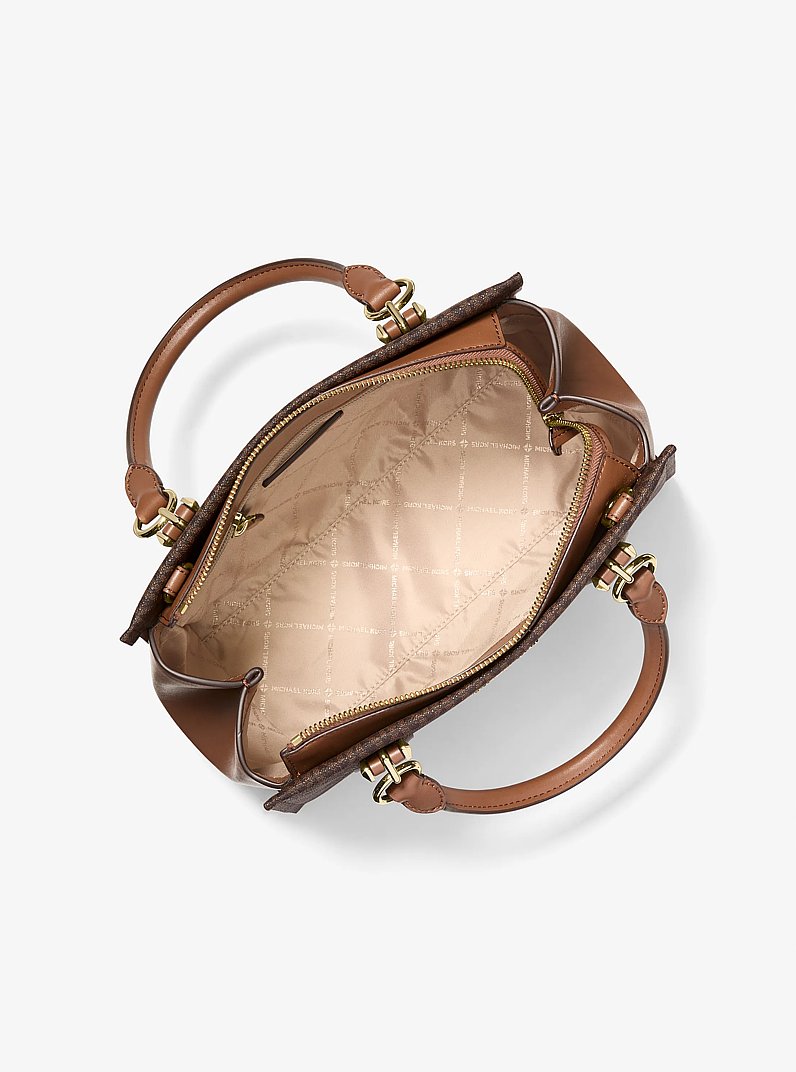 Marilyn Medium Signature Logo Convertible Satchel in BROWN | Michael Kors