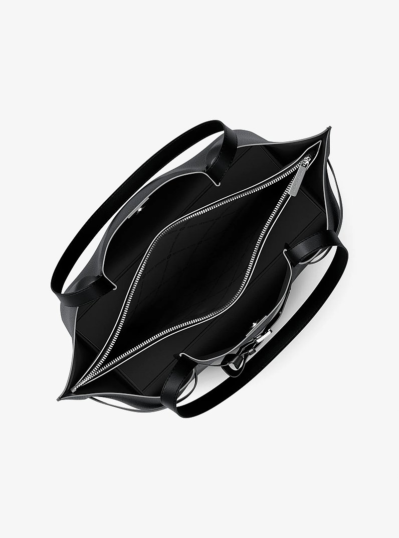 Draagtas Emilia van getrommeld leer, groot in ZWART | Michael Kors