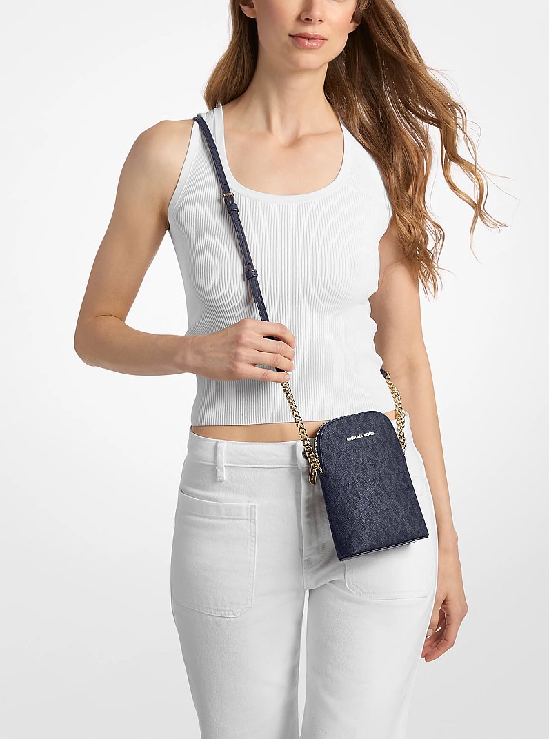 Petit sac &agrave; bandouli&egrave;re pour smartphone &agrave; logo Signature in BLEU AMIRAL | Michael Kors