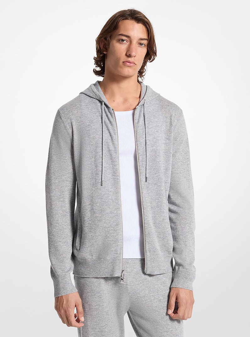 Hoodie zipp&eacute; en laine et en cachemire in GRIS CHIN&Eacute; | Michael Kors