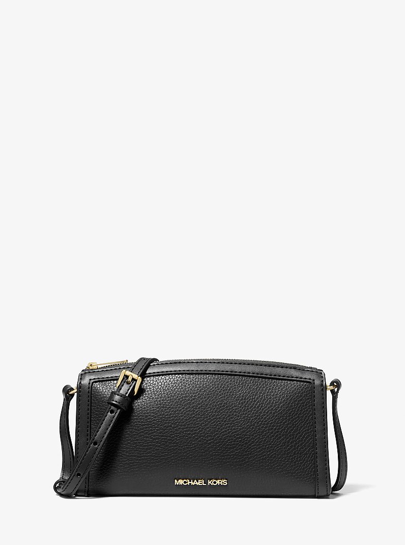 Jet Set Medium Pebbled Leather Crossbody Bag in BLACK | Michael Kors
