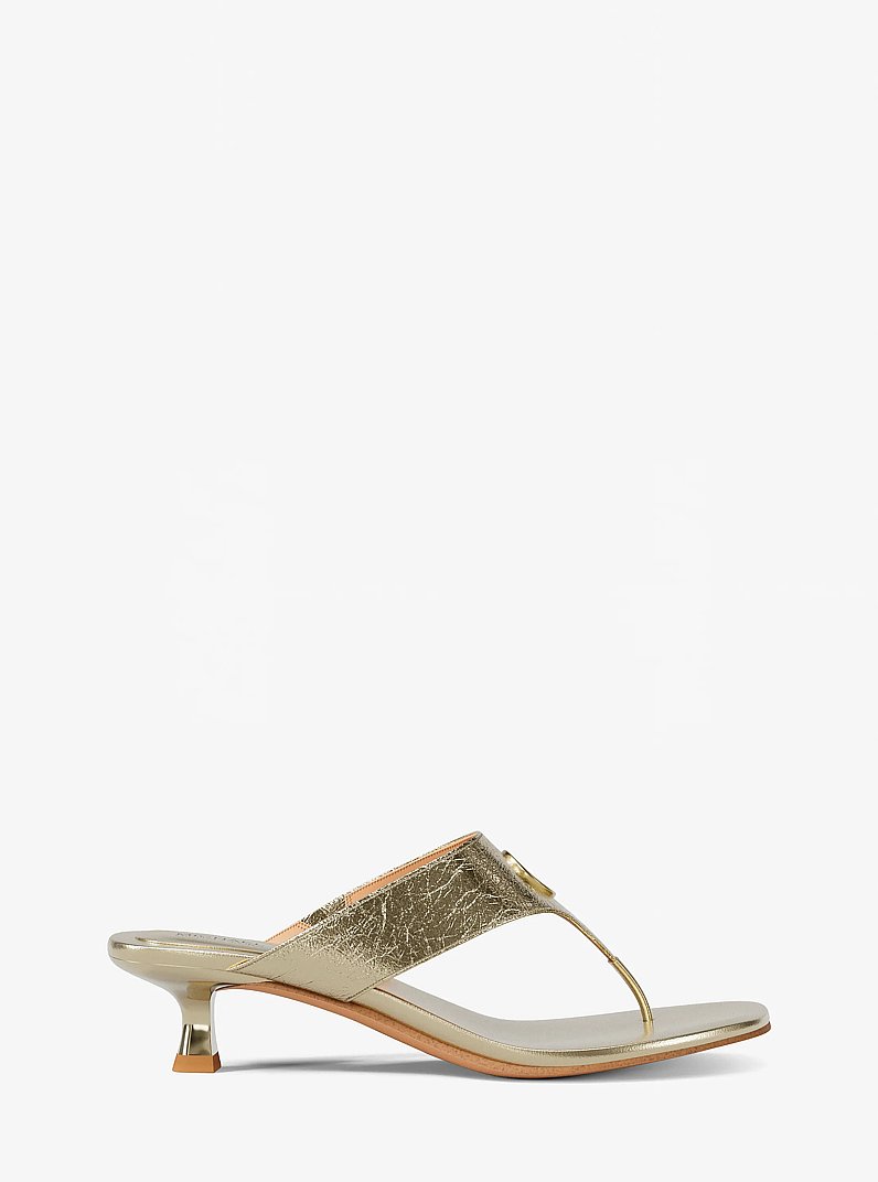 Anneka Metallic Thong Sandal in SILVER | Michael Kors