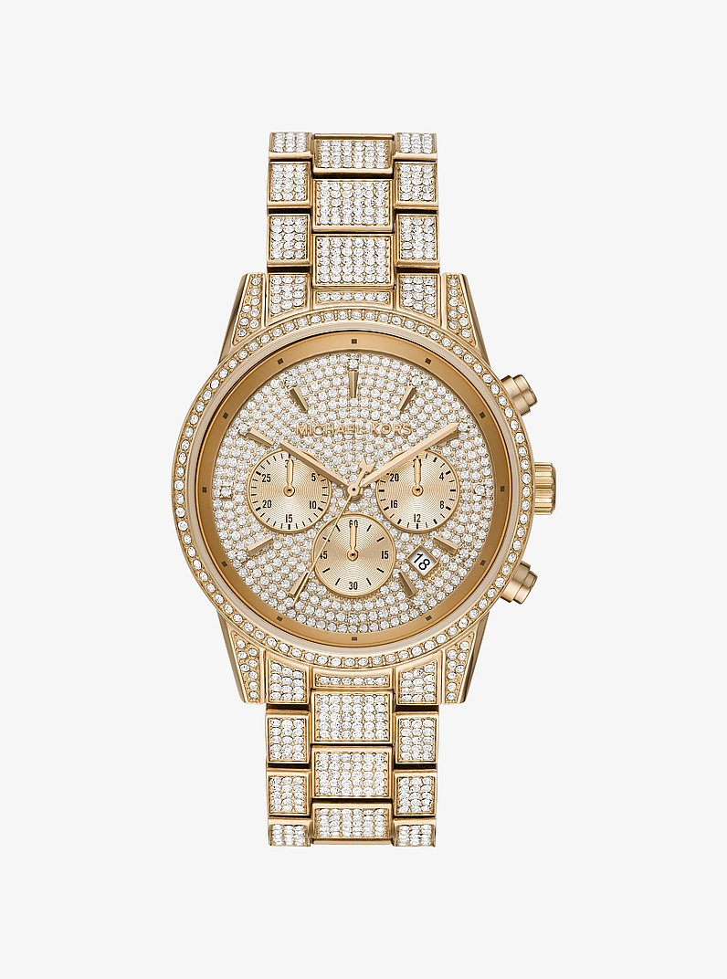 Reloj Ritz en tono dorado con pav&eacute; in DORADO | Michael Kors