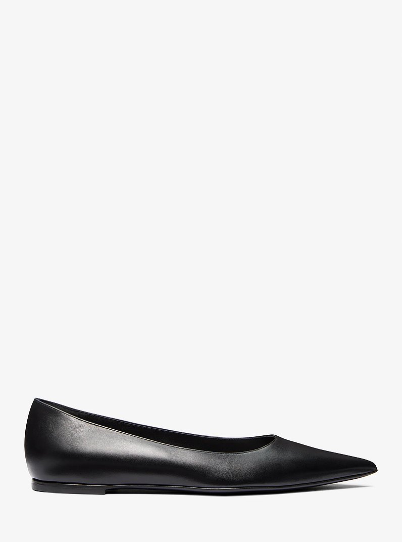 Renata Leather Skimmer Flats in BLACK | Michael Kors