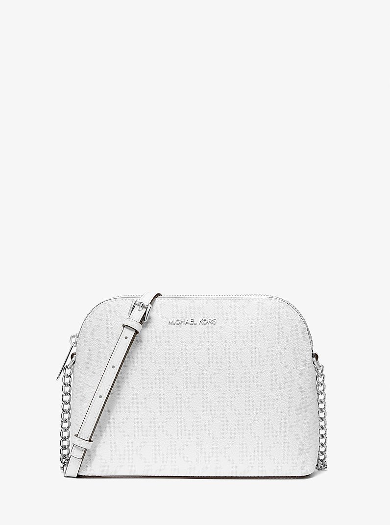 Cindy Signature Logo Dome Crossbody Bag in OPT/ALLUM | Michael Kors