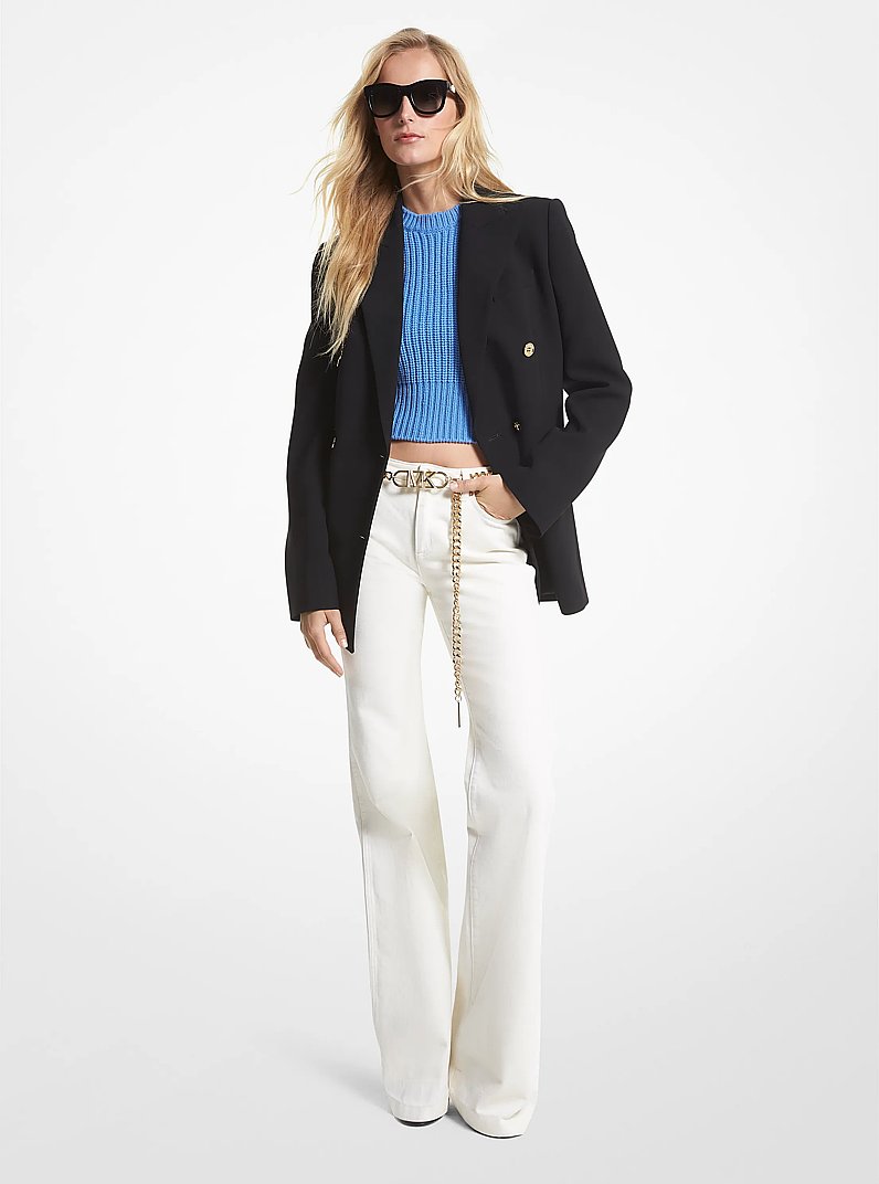 Jeans svasati in denim con cintura