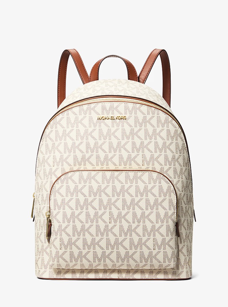 Connie Medium Signature Logo Backpack in VANILLA/LUGGAGE | Michael Kors