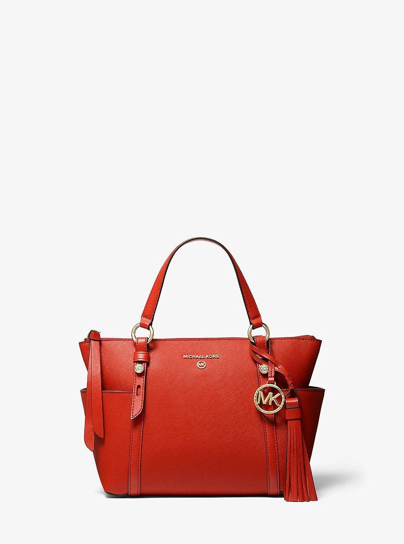 Sullivan Small Saffiano Leather Top-Zip Tote Bag in BR TERRACTTA | Michael Kors