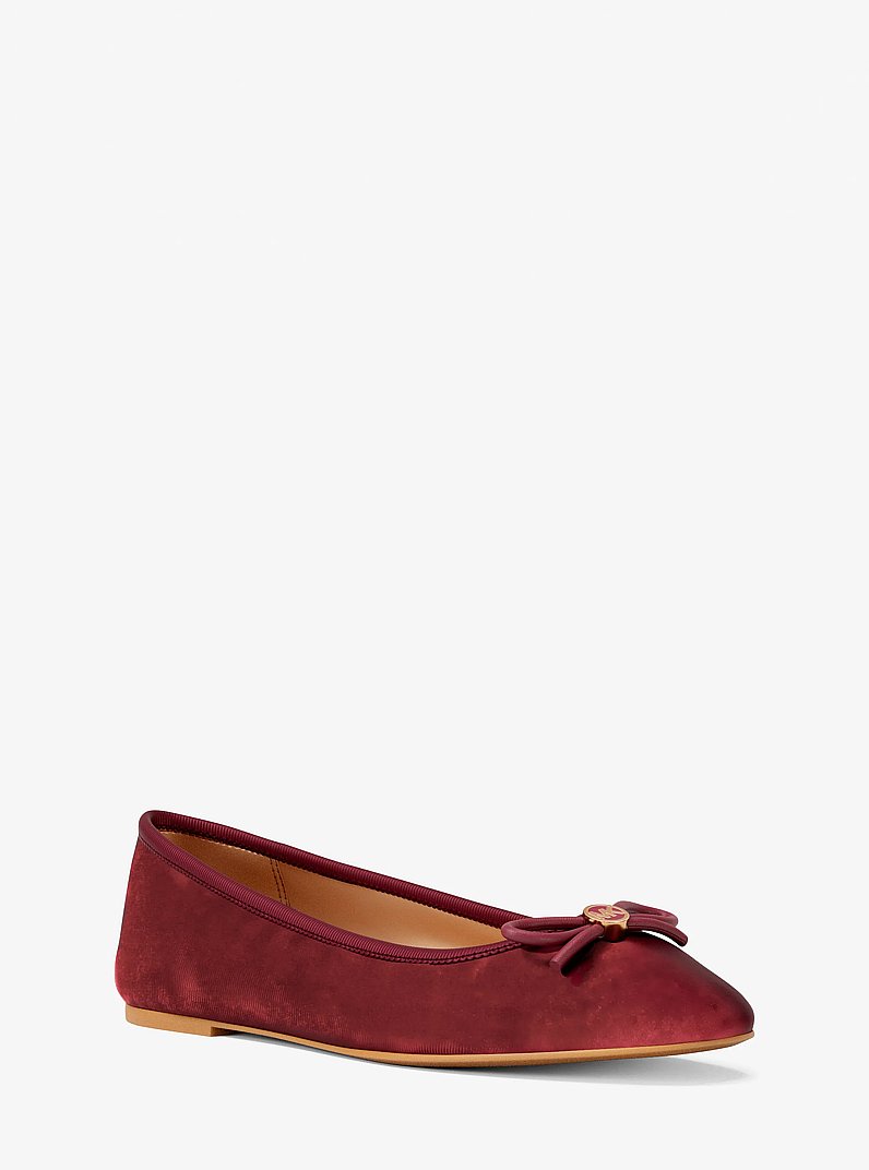 Savannah Logo Debossed Velvet Ballet Flat in MAROON | Michael Kors