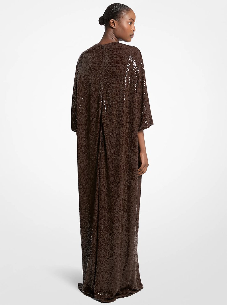 Hand-Embroidered Sequin Crepe Jersey Caftan Gown in CHOCOLATE - Sale |  Michael Kors [US]