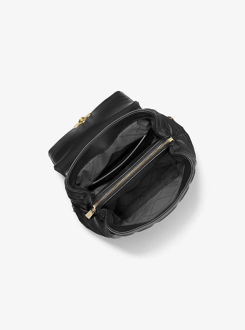 Tribeca Small Quilted Leather Backpack in BLACK | Michael Kors