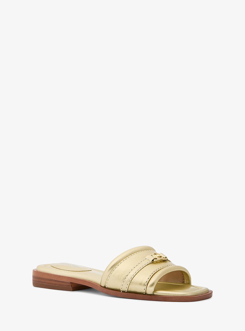 Mandy Metallic Leather Slide Sandal