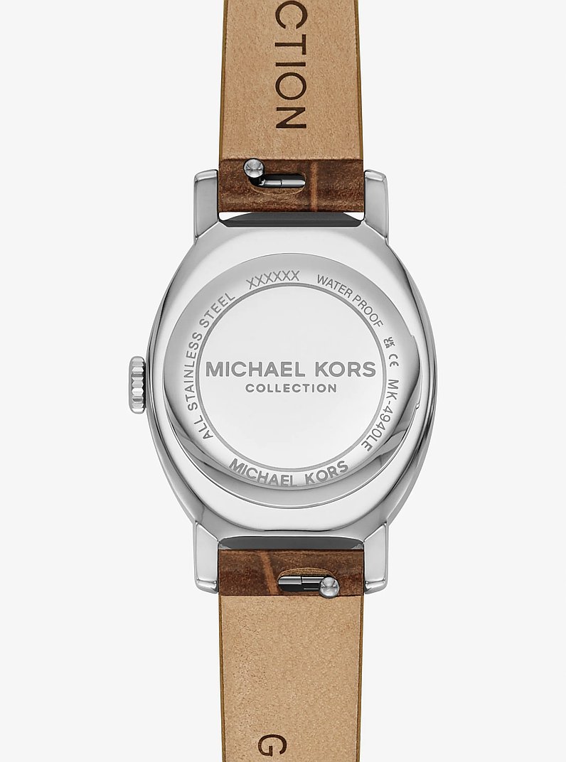 Reloj Maude peque&ntilde;o de edici&oacute;n limitada en tono plateado y piel con relieve de cocodrilo in CHOCOLATE | Michael Kors