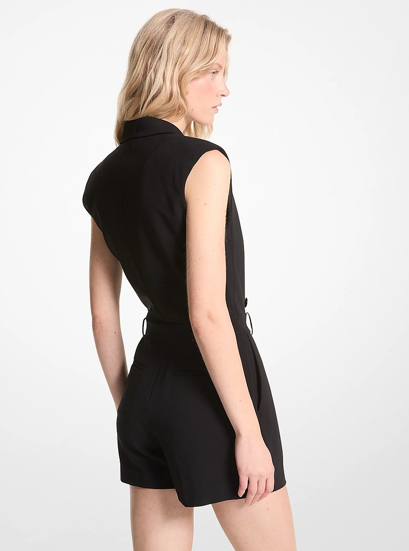 Crepe Double-Breasted Romper in BLACK | Michael Kors
