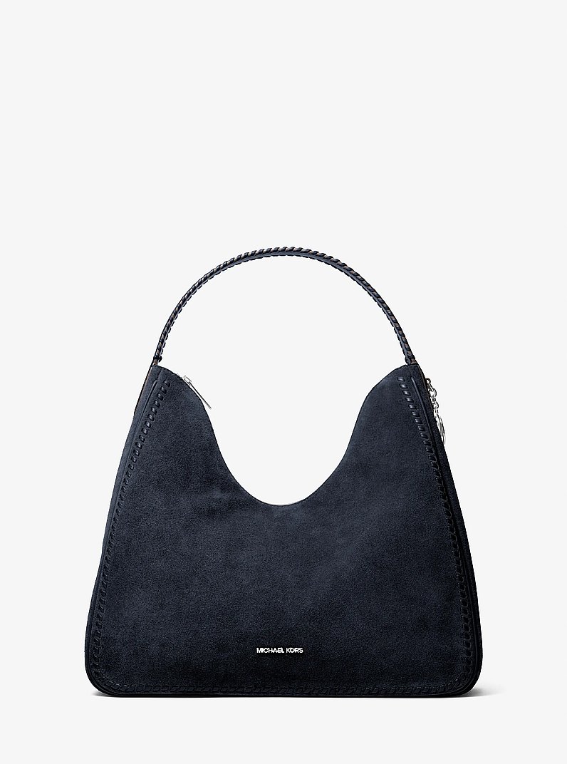 Sac &agrave; &eacute;paule boh&egrave;me Nayla de taille moyenne en su&egrave;de in BLEU MARINE | Michael Kors