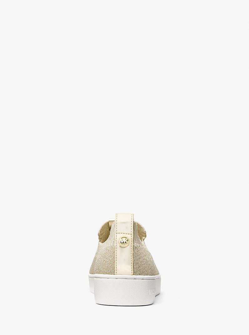 Juno Metallic Stretch Knit Slip-On Sneaker in PALE GOLD | Michael Kors
