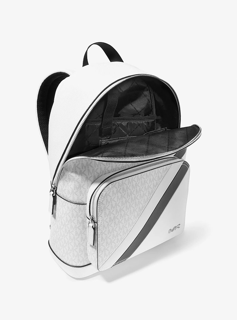 Cooper Logo and Striped Backpack in WHITE/BLACK | Michael Kors