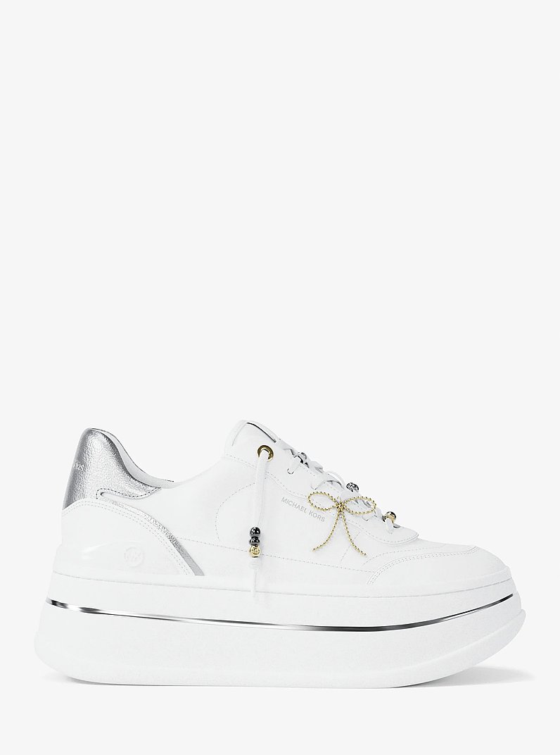 Hayes Embellished Leather Platform Sneaker in OPTIC WHITE | Michael Kors