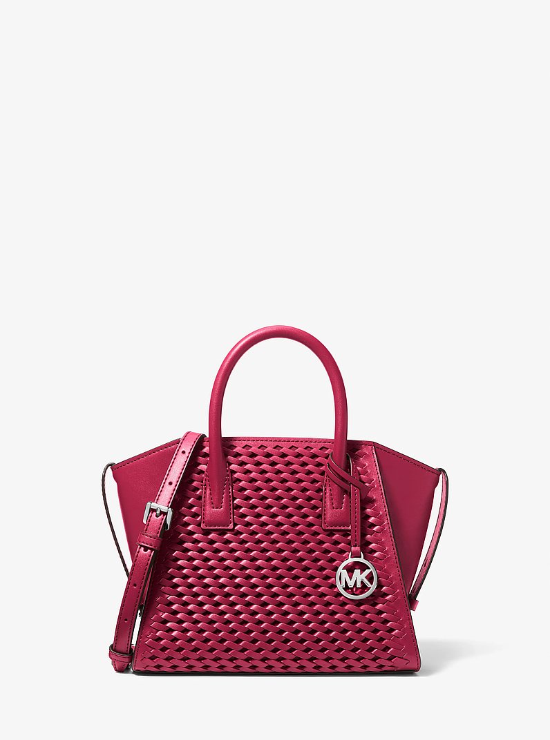 Avril Small Woven Satchel in DK RASPBERRY | Michael Kors