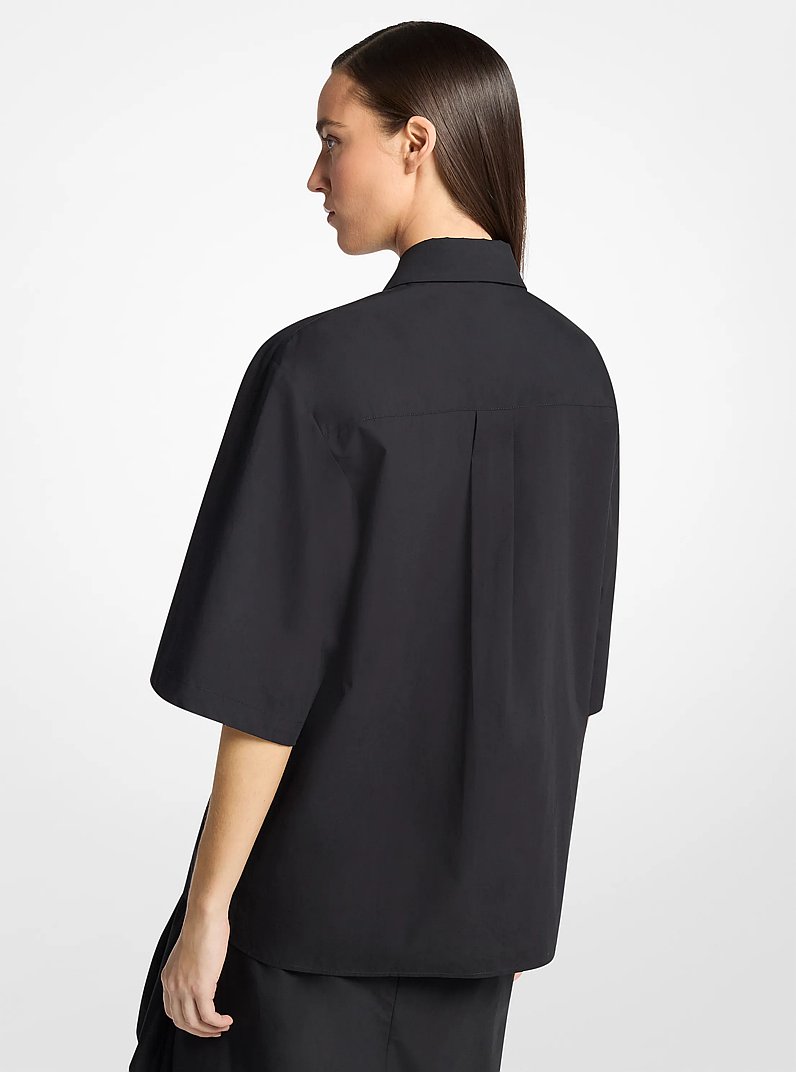 Camisa safari de popelina de algod&oacute;n lavado in NEGRO | Michael Kors