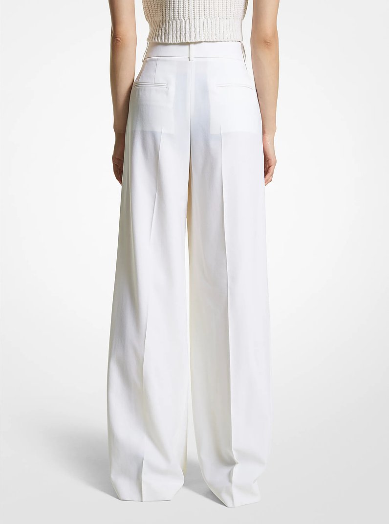 Wool Gabardine Wide-Leg Trousers in WHITE | Michael Kors